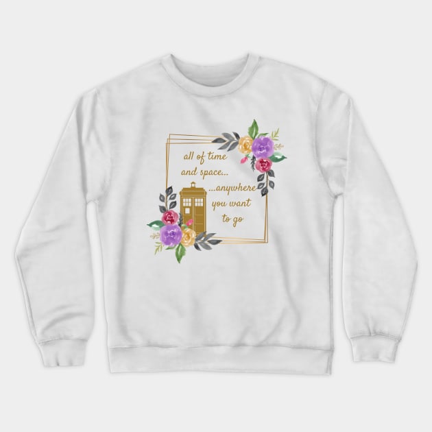 Tardis & Flowers Crewneck Sweatshirt by Thisdorkynerd